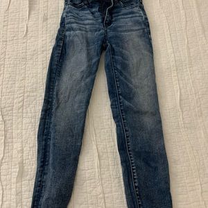 0short dark blue stretch jeans